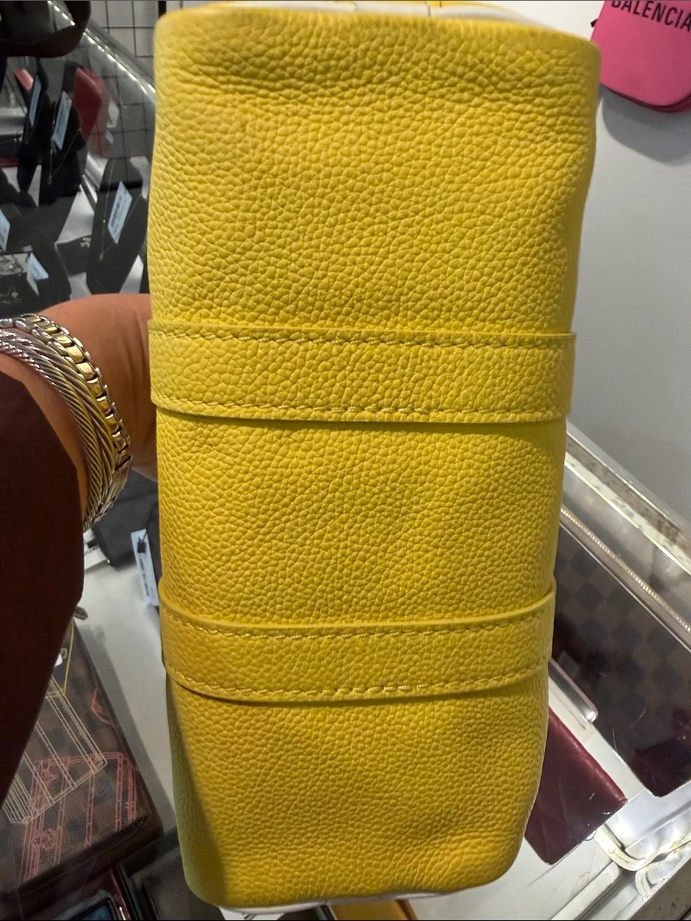Louis Vuitton Yellow and White Mini Speedy Tote